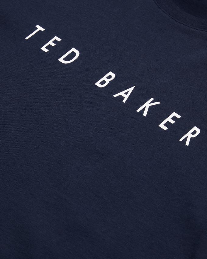 T-Shirt Ted Baker Short Sleeve Branded Bleu Marine Homme | MOT-02239753